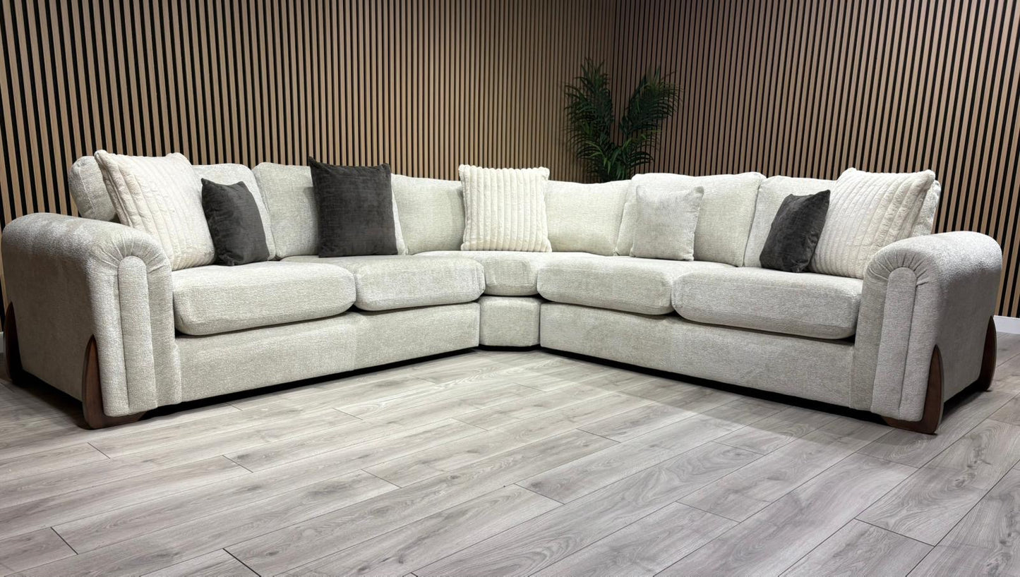 Sofology Marble Arch Style 2 Corner 2 Large Fabric Corner Sofa, Stone - RRP £3,129