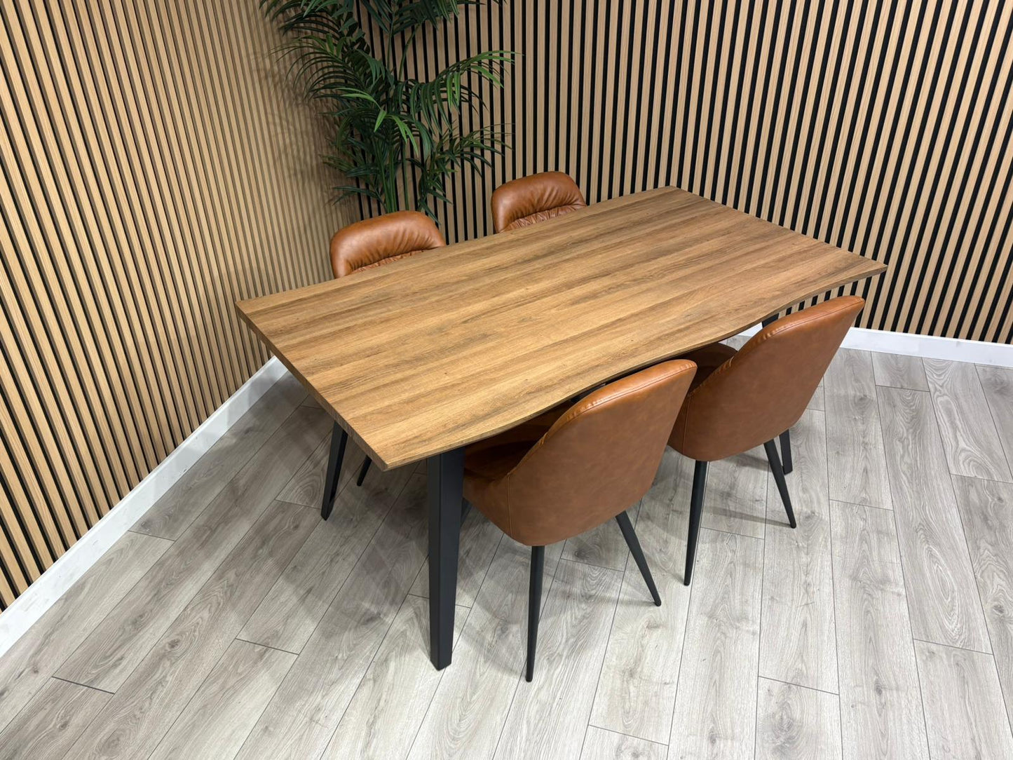 NEXT Sample - Corrine Industrial Dining Table + 4 leather effect chairs - RRP £1899