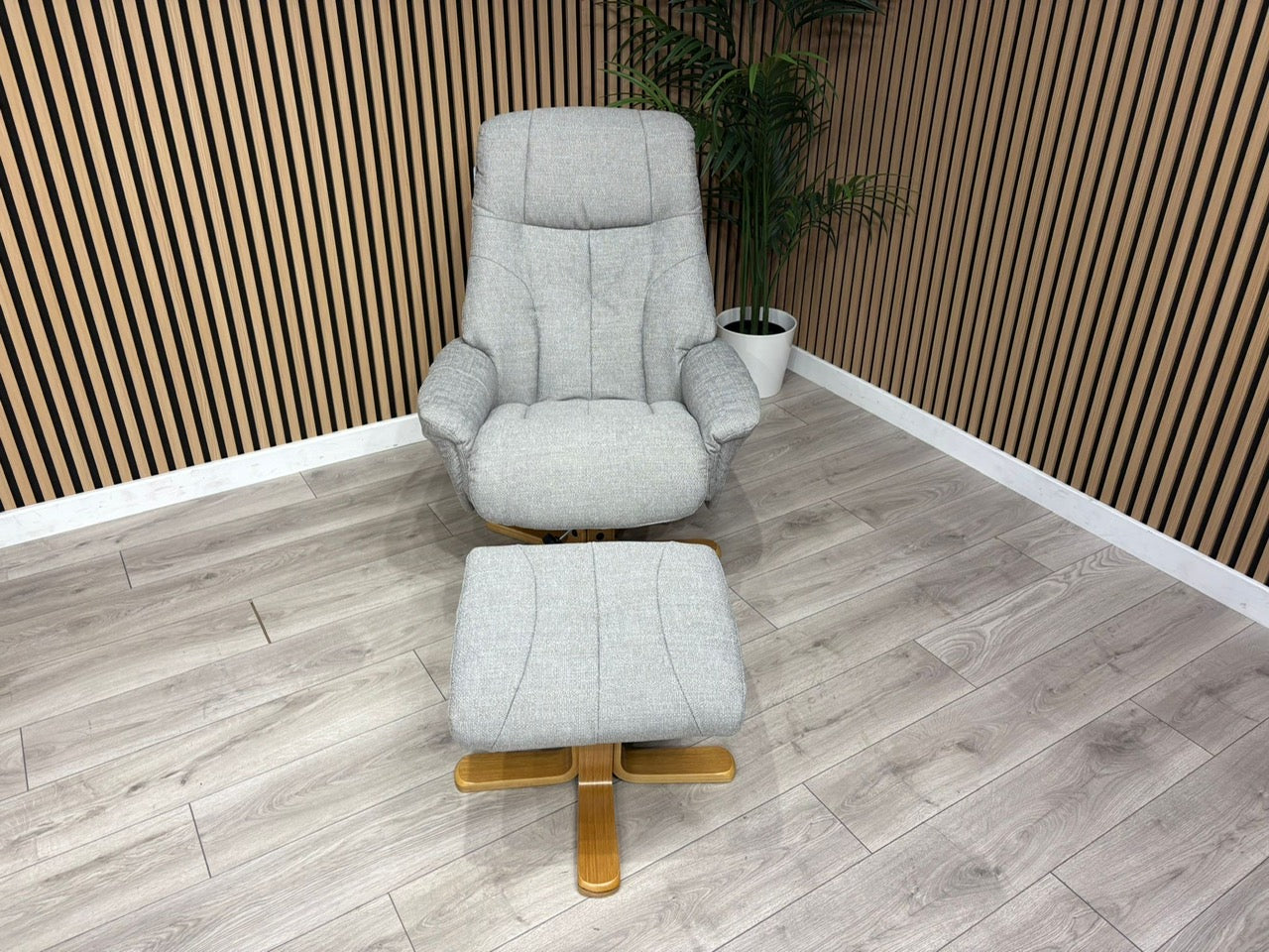 John Lewis Sample Relaxed Swivel Recliner Chair + Footstool - RRP £899