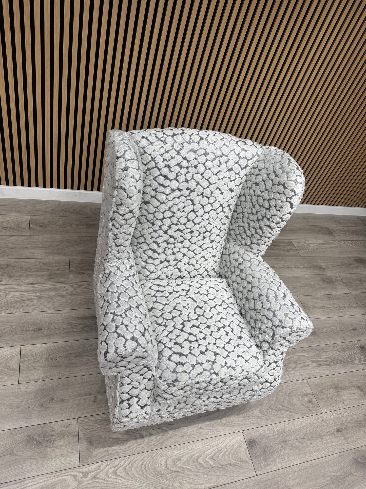 Habitat Fabric Wingback Chair / Armchair, Pebble- RRP £999