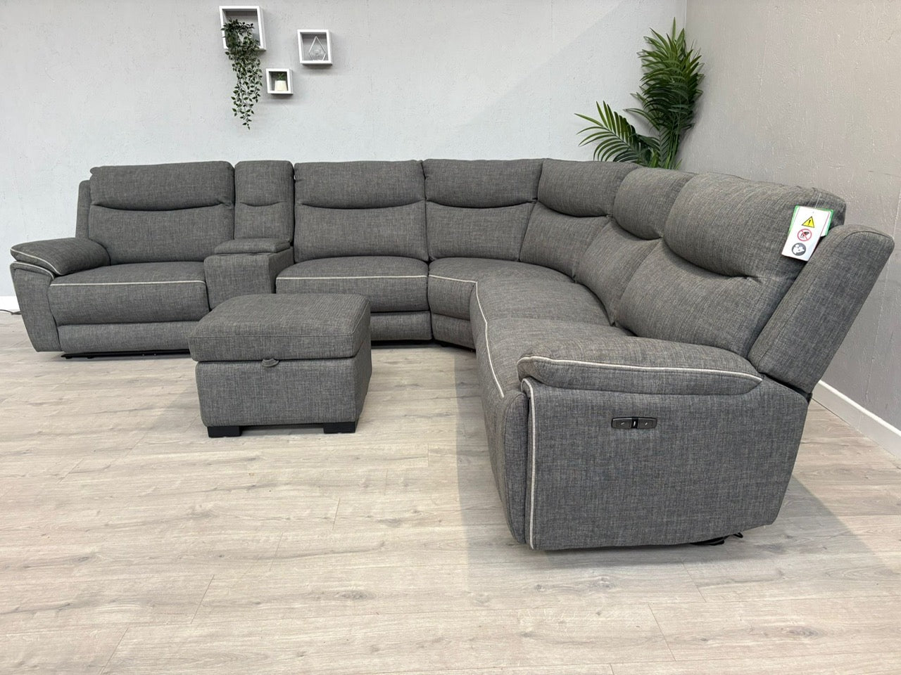 DFS Trek Fabric 2 Corner 2 Power Recliner Sofa with Console + Footstool - RRP £2578
