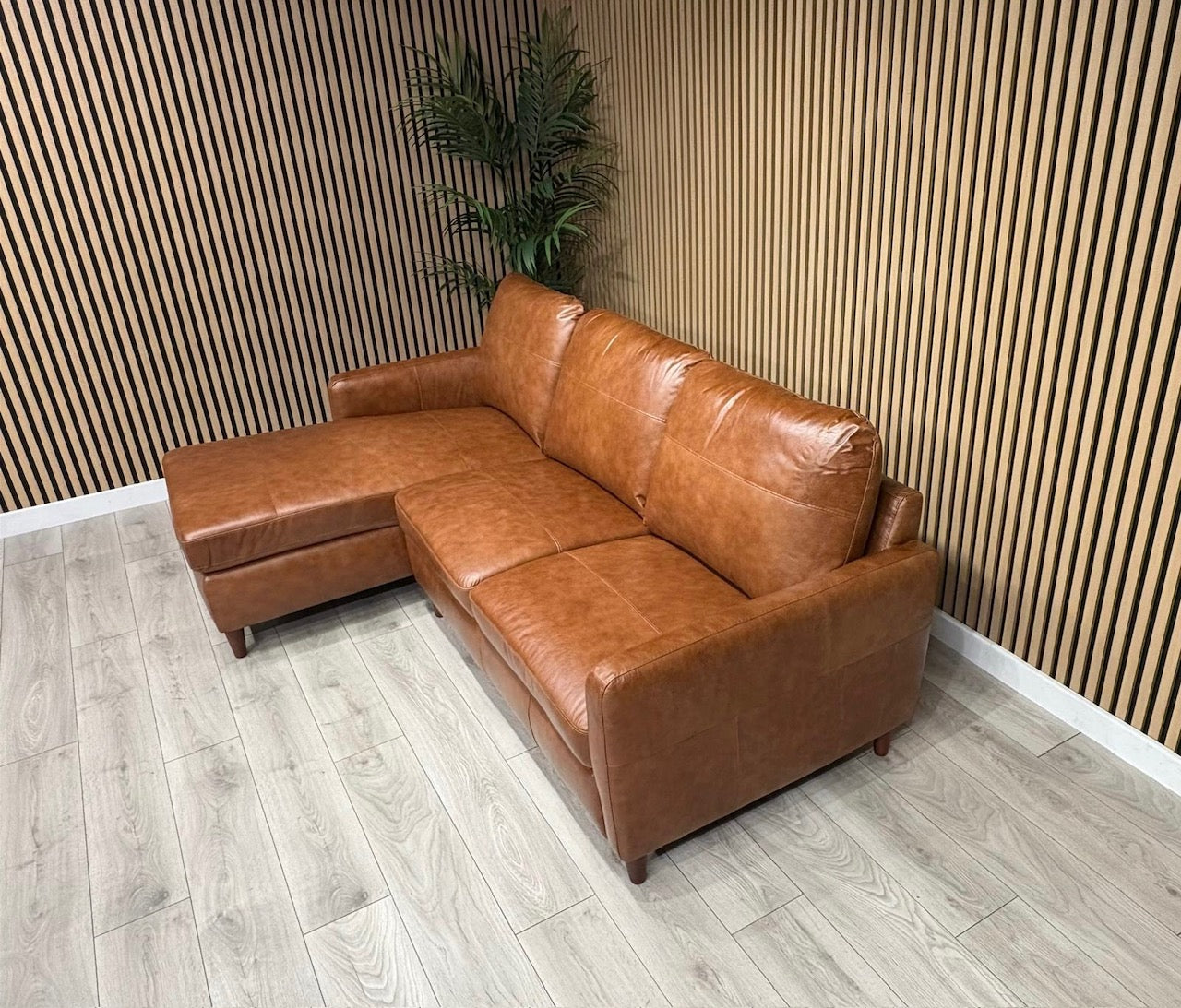 John Lewis BAILEY Style LHF Leather 3 Seater Chaise End Sofa, Tan - RRP £3,449