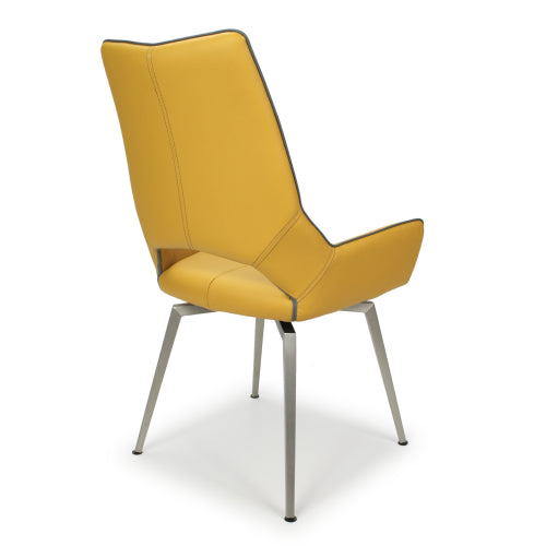 Yellow and Grey Leather Swivel Dining Chair