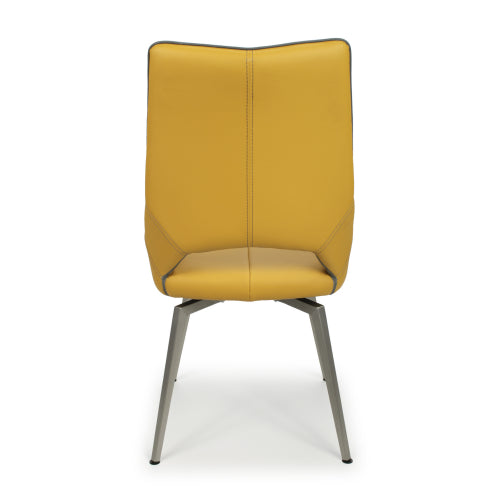 Yellow and Grey Leather Swivel Dining Chair