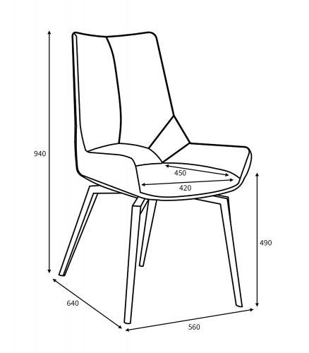 Yellow and Grey Leather Swivel Dining Chair