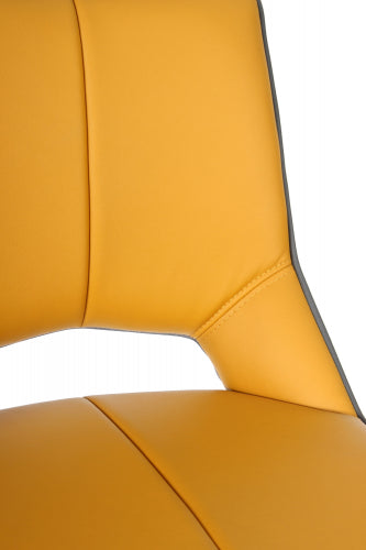 Yellow Leather Swivel Bar Stool Stainless Steel Legs