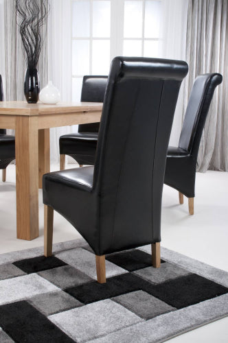 Black Leather Roll Back Dining Chair
