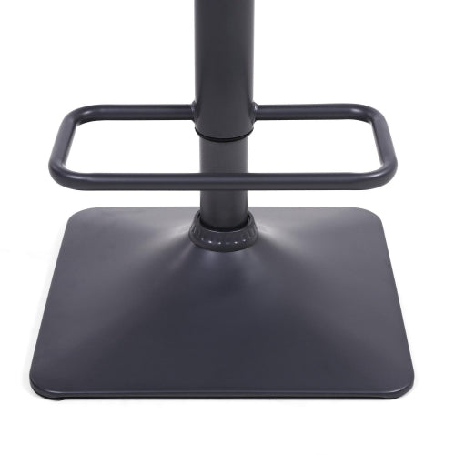 Grey Suede Adjustable Bar Stool Black Metal Base