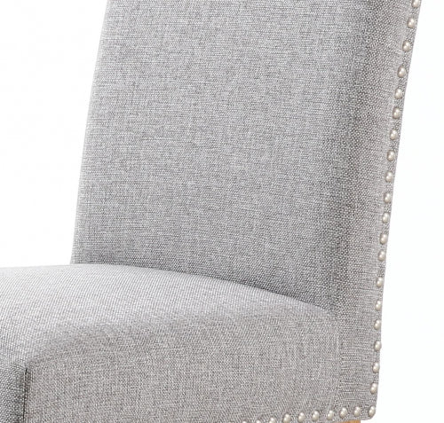 Grey Fabric Dining Chair White Legs