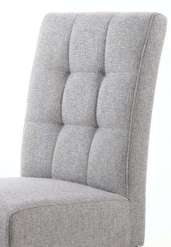 Silver Grey Linen Fabric Waffle Back Dining Chair White Legs