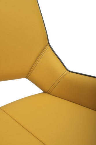 Yellow and Grey Leather Swivel Dining Chair