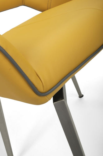 Yellow and Grey Leather Swivel Dining Chair