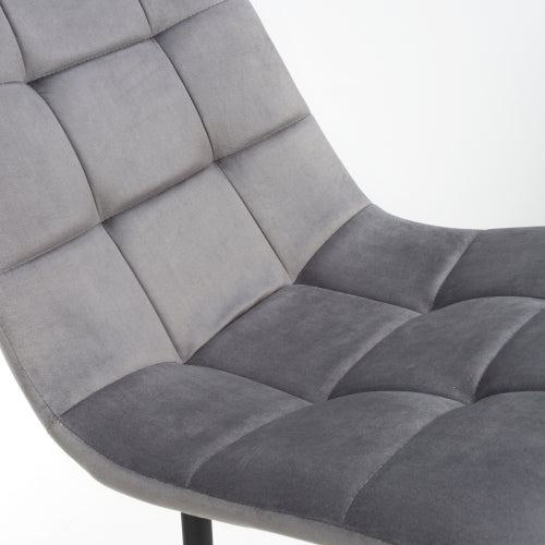 Grey Brushed Velvet Dining Chair Black Metal Legs