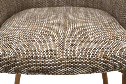 Oatmeal Tweed Fabric Carver Dining Chair with Arms