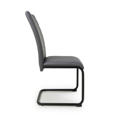 Grey Leather Effect Curved Back Cantilever Dining Chair
