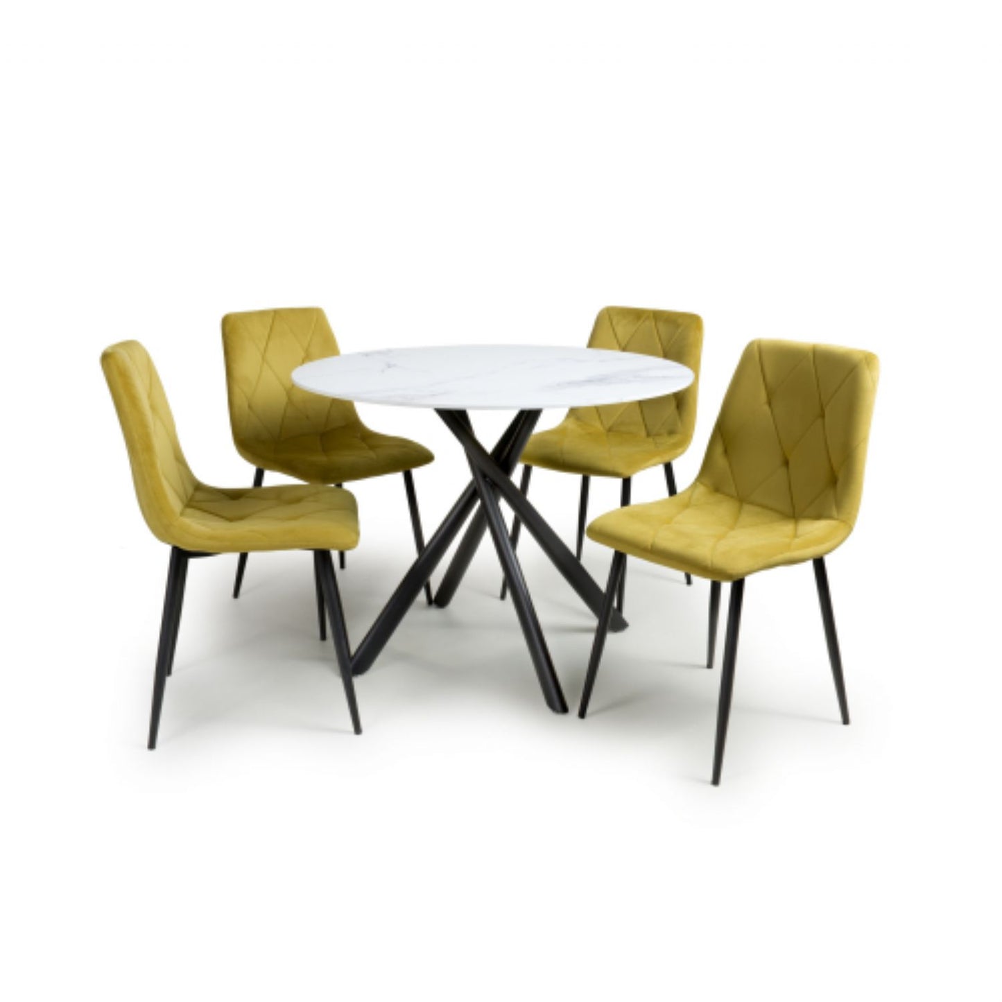 Avesta White And 4 Vernon Yellow Dining Set