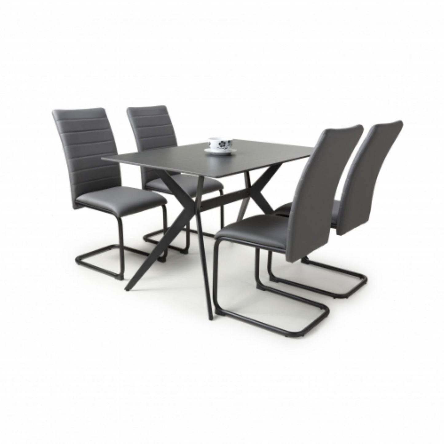 Timor 1.2m Black And 4 Carlisle Grey Dining Set