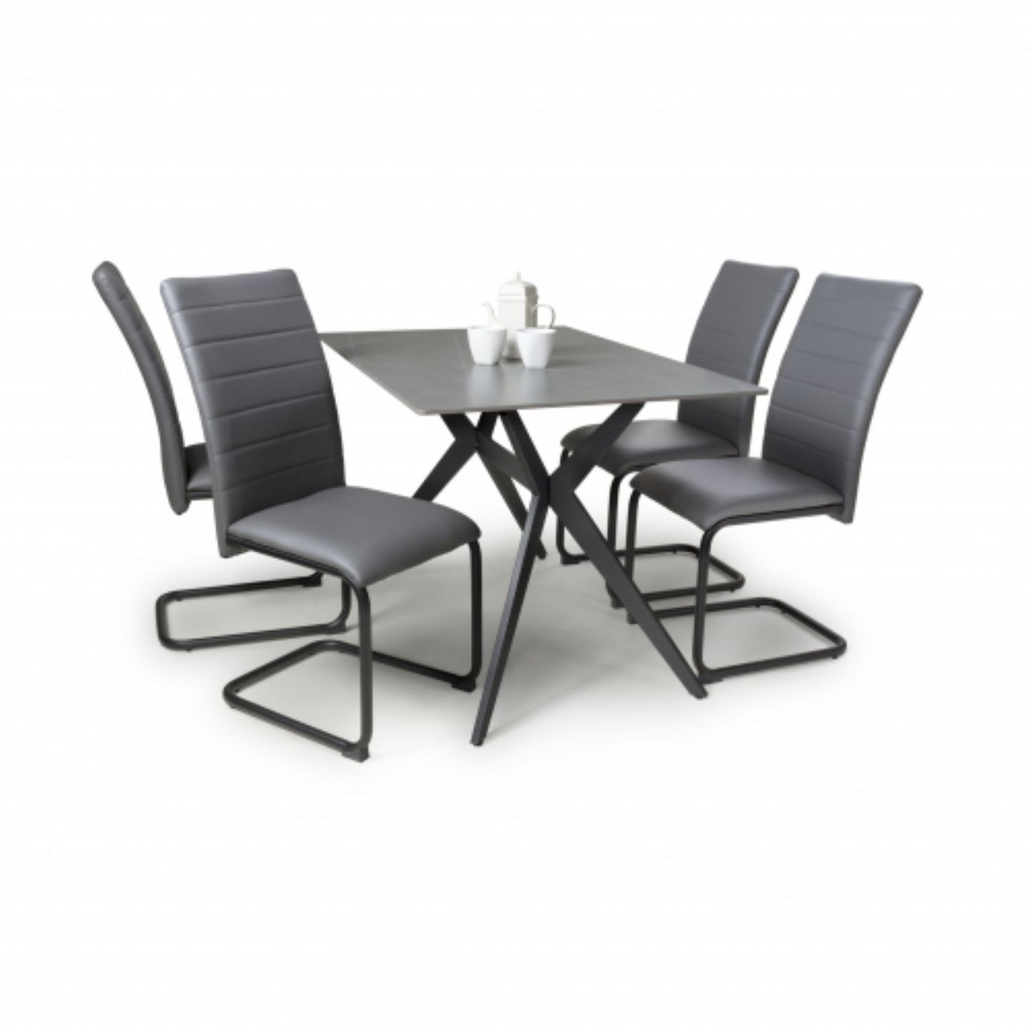 Timor 1.2m Grey And 4 Carlisle Grey Dining Set