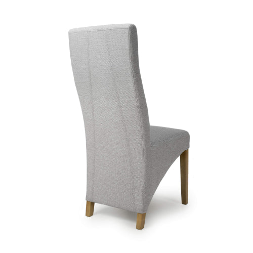 Light Grey Fabric High Back Weave Back Dining Chair