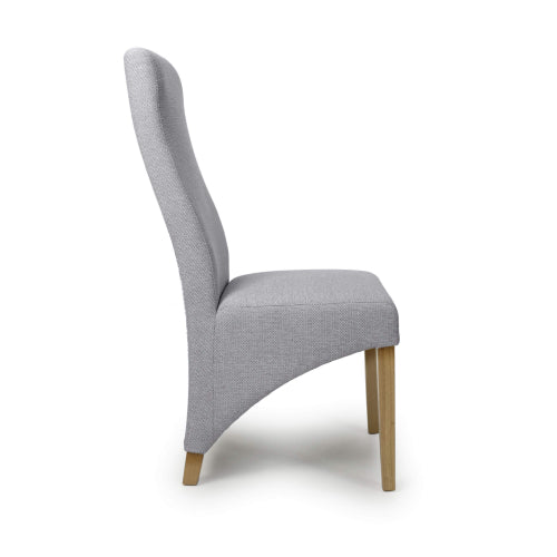 Light Grey Fabric High Back Weave Back Dining Chair