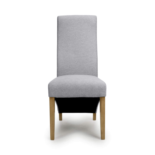 Light Grey Fabric High Back Weave Back Dining Chair