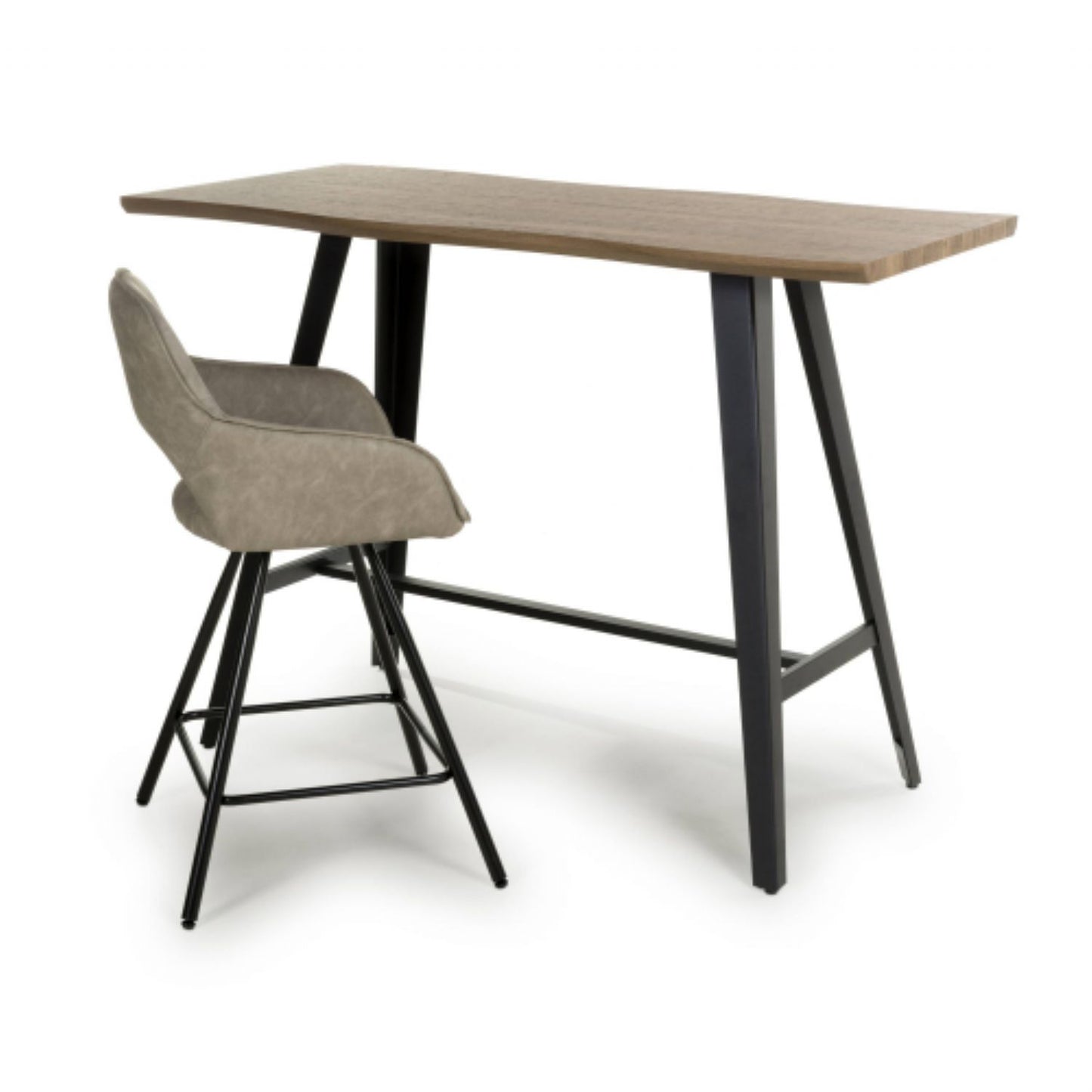 Natural Wooden Curved Edge Breakfast Bar Table