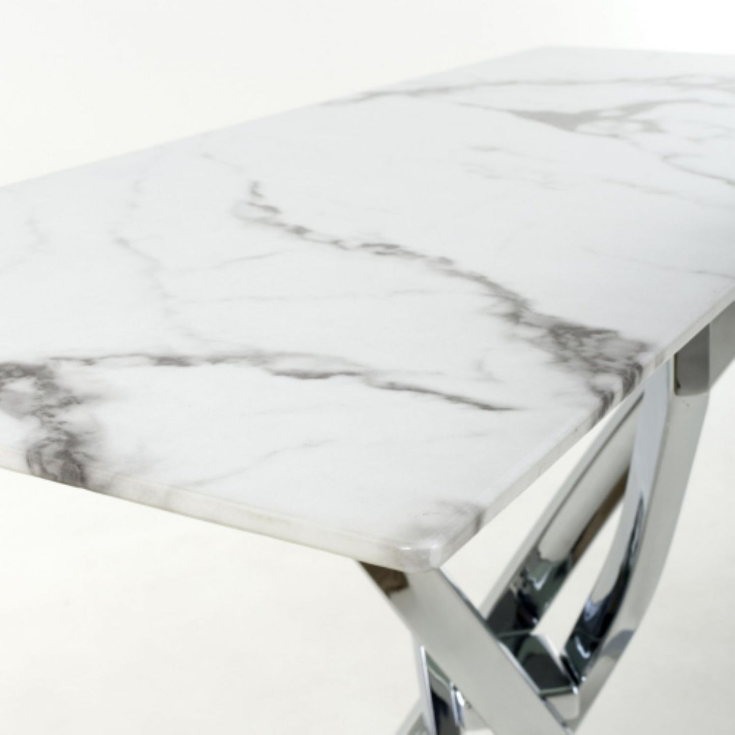 Astoria White Chrome Console Table