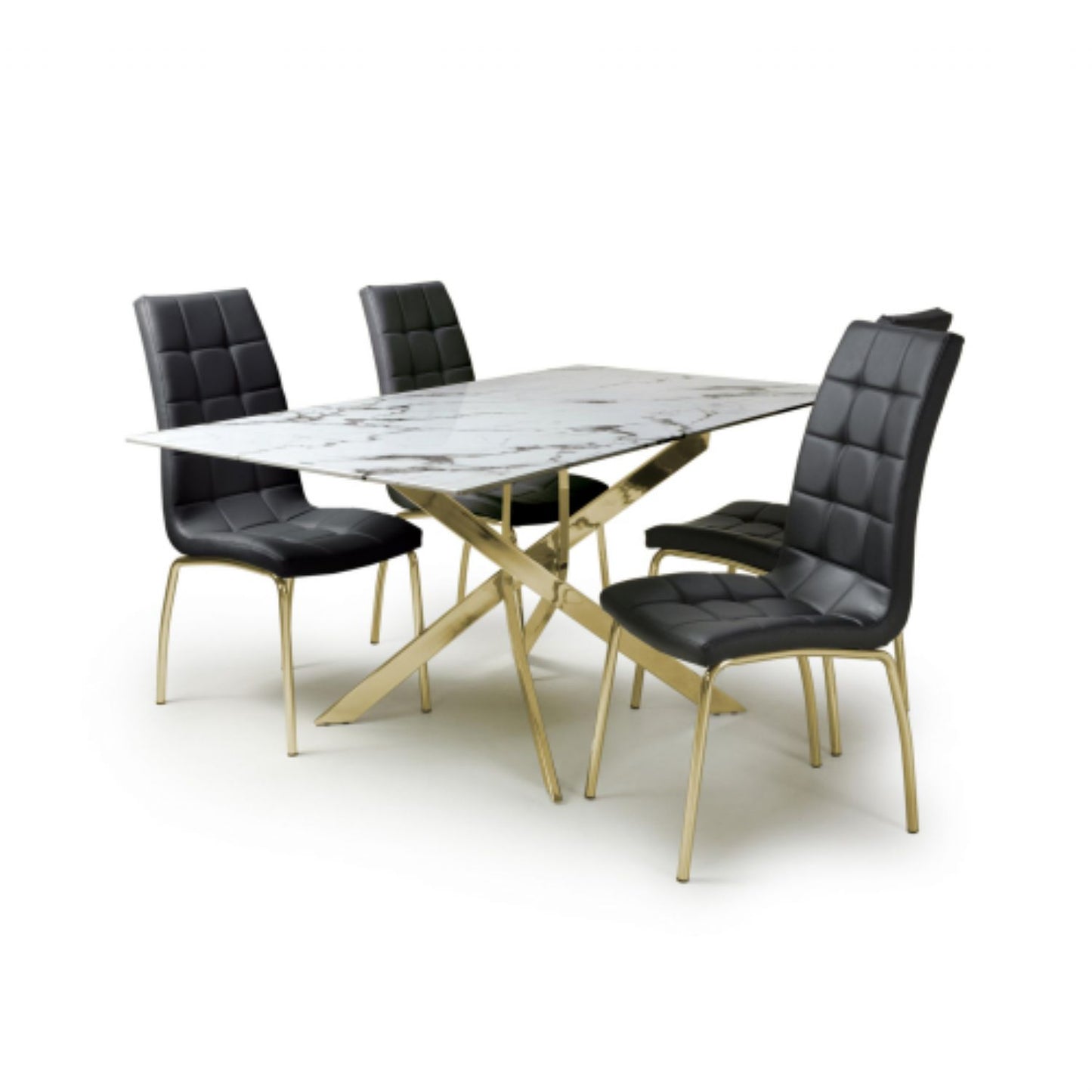Astoria 1.6m White And 4 Jenner Black with Gold legs Dining Set