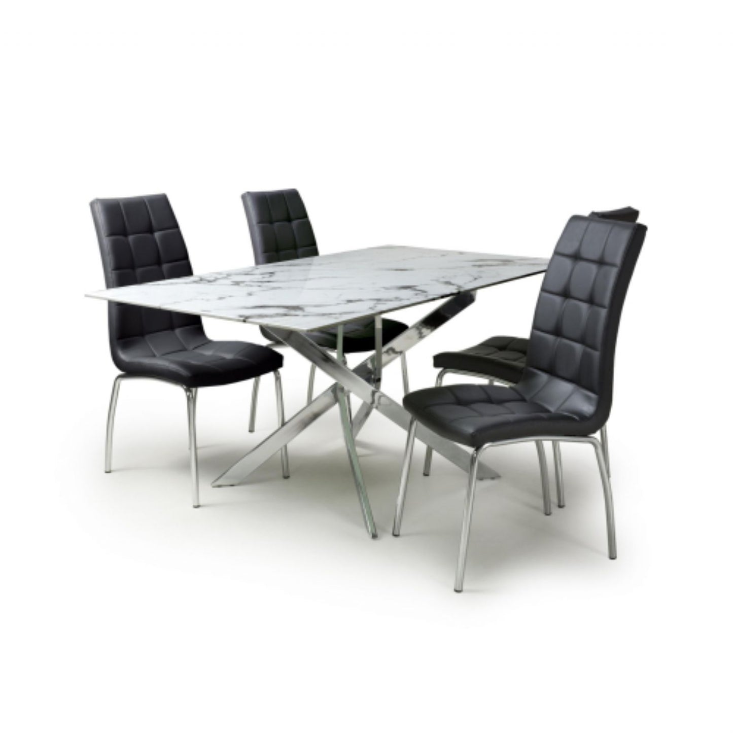 Astoria 1.6m White And 4 Jenner Black with Silver legs Dining Set