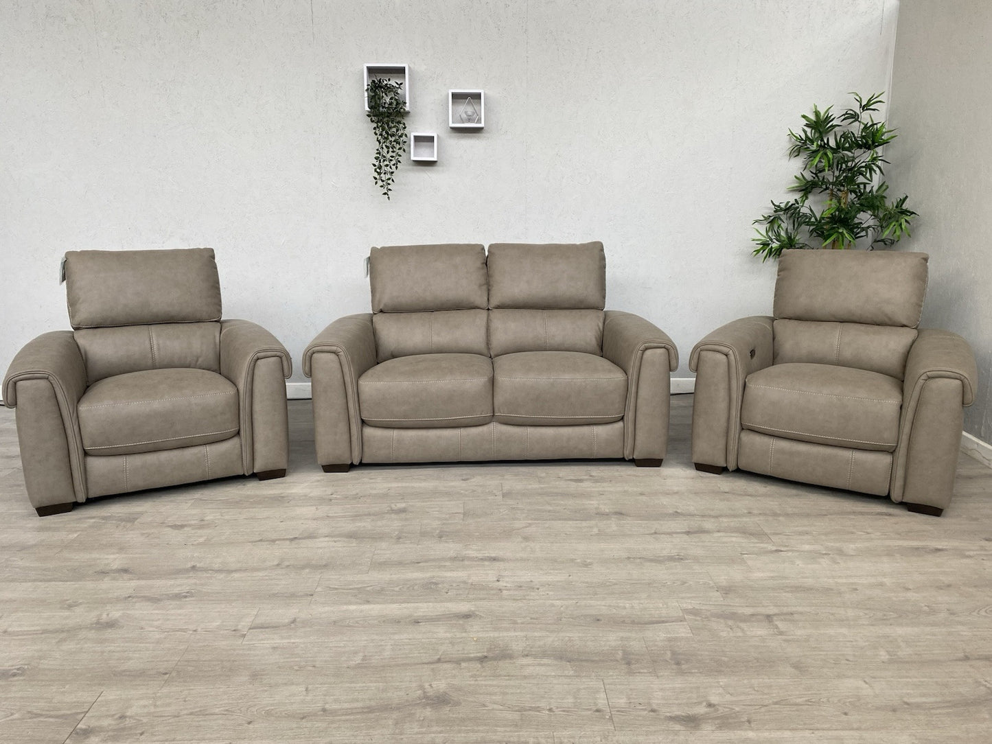Furniture Village - NIXON Fabric 2 Seater Sofa + 2 x Armchairs, Power Recliner