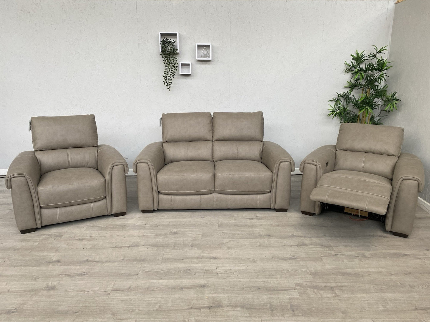 Furniture Village - NIXON Fabric 2 Seater Sofa + 2 x Armchairs, Power Recliner
