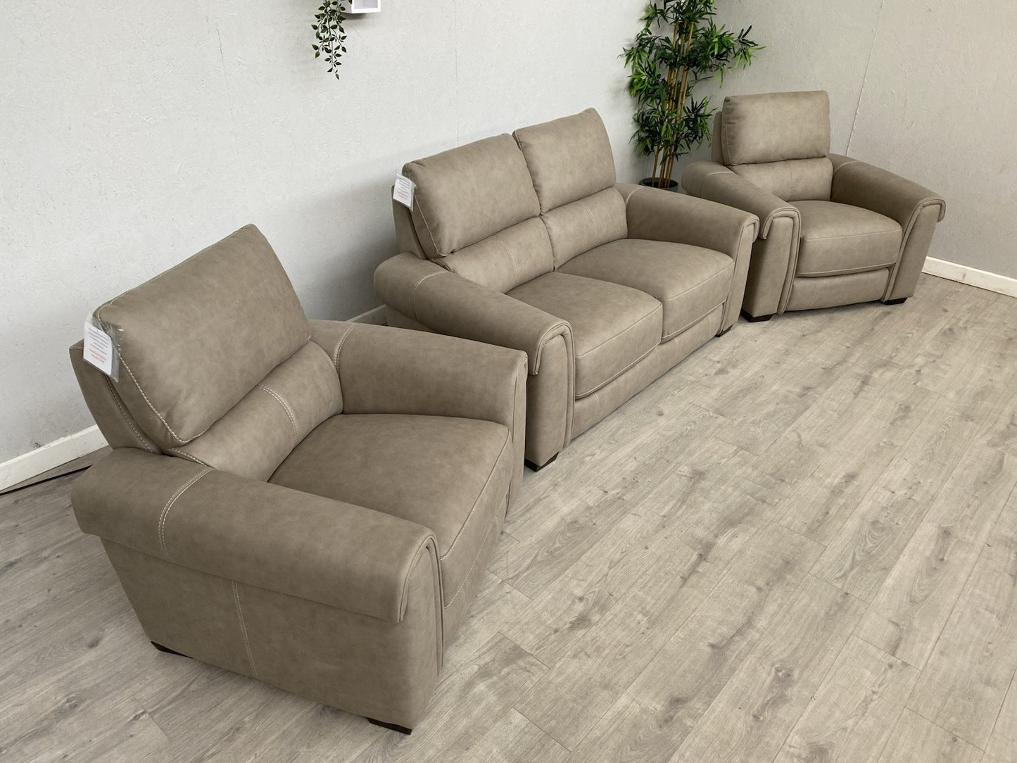 Furniture Village - NIXON Fabric 2 Seater Sofa + 2 x Armchairs, Power Recliner