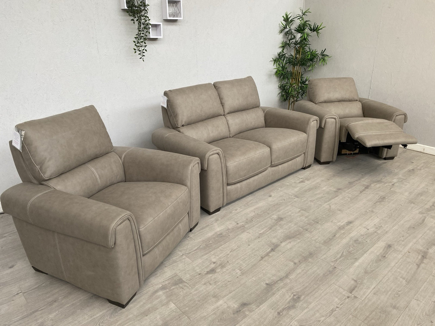 Furniture Village - NIXON Fabric 2 Seater Sofa + 2 x Armchairs, Power Recliner