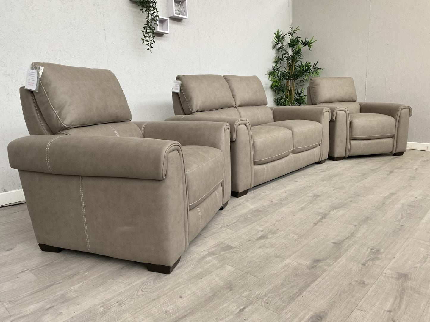 Furniture Village - NIXON Fabric 2 Seater Sofa + 2 x Armchairs, Power Recliner