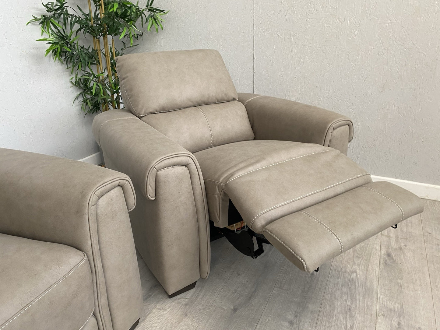 Furniture Village - NIXON Fabric 2 Seater Sofa + 2 x Armchairs, Power Recliner