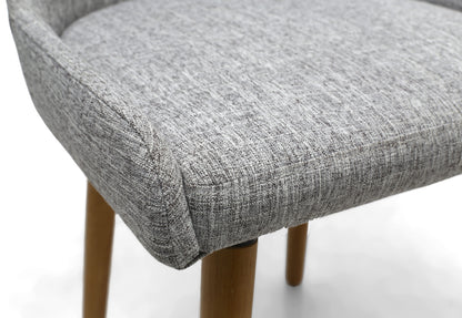 Grey Linen Fabric Dining Chair with Light Wood Legs
