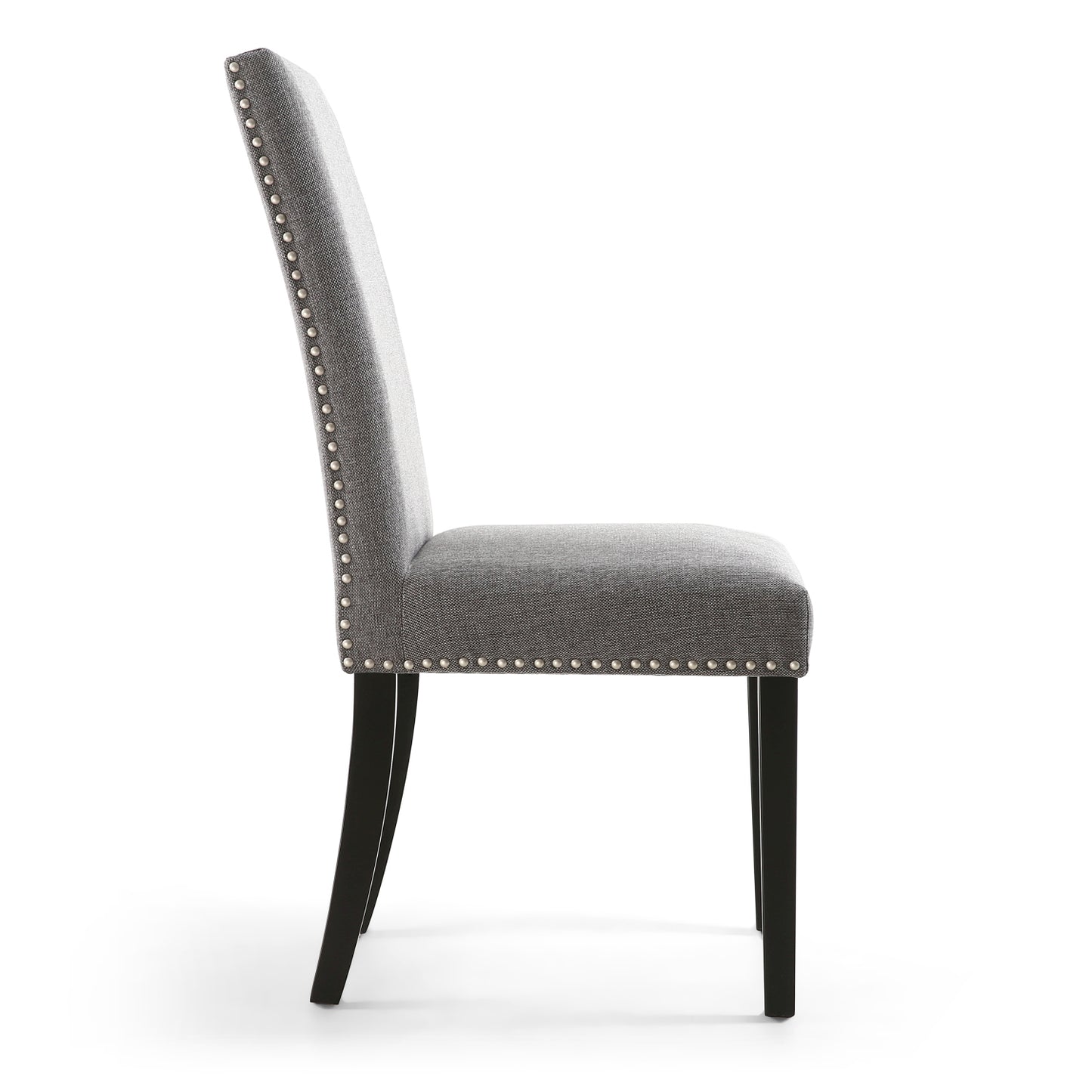 Grey Linen Fabric Dining Chair Black Legs