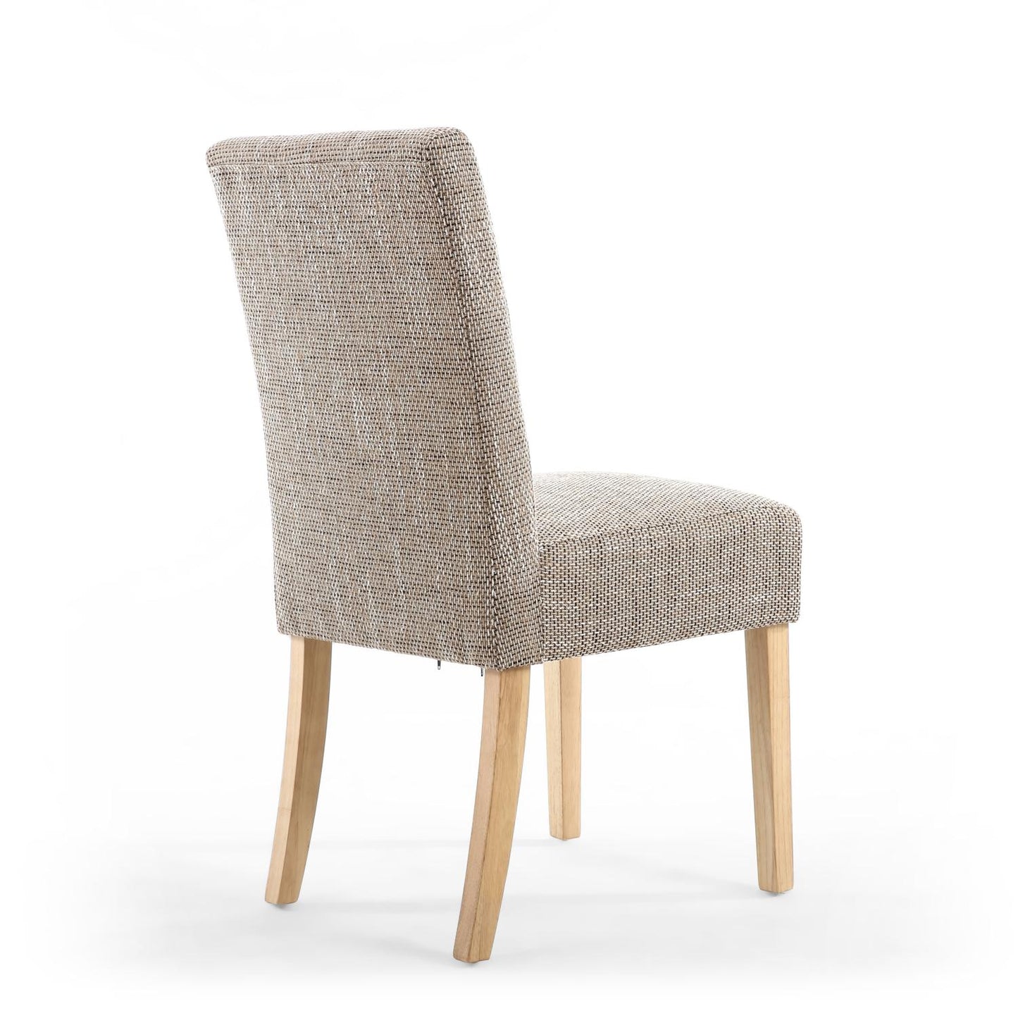 Oatmeal Tweed Fabric Dining Chair Light Wood Legs