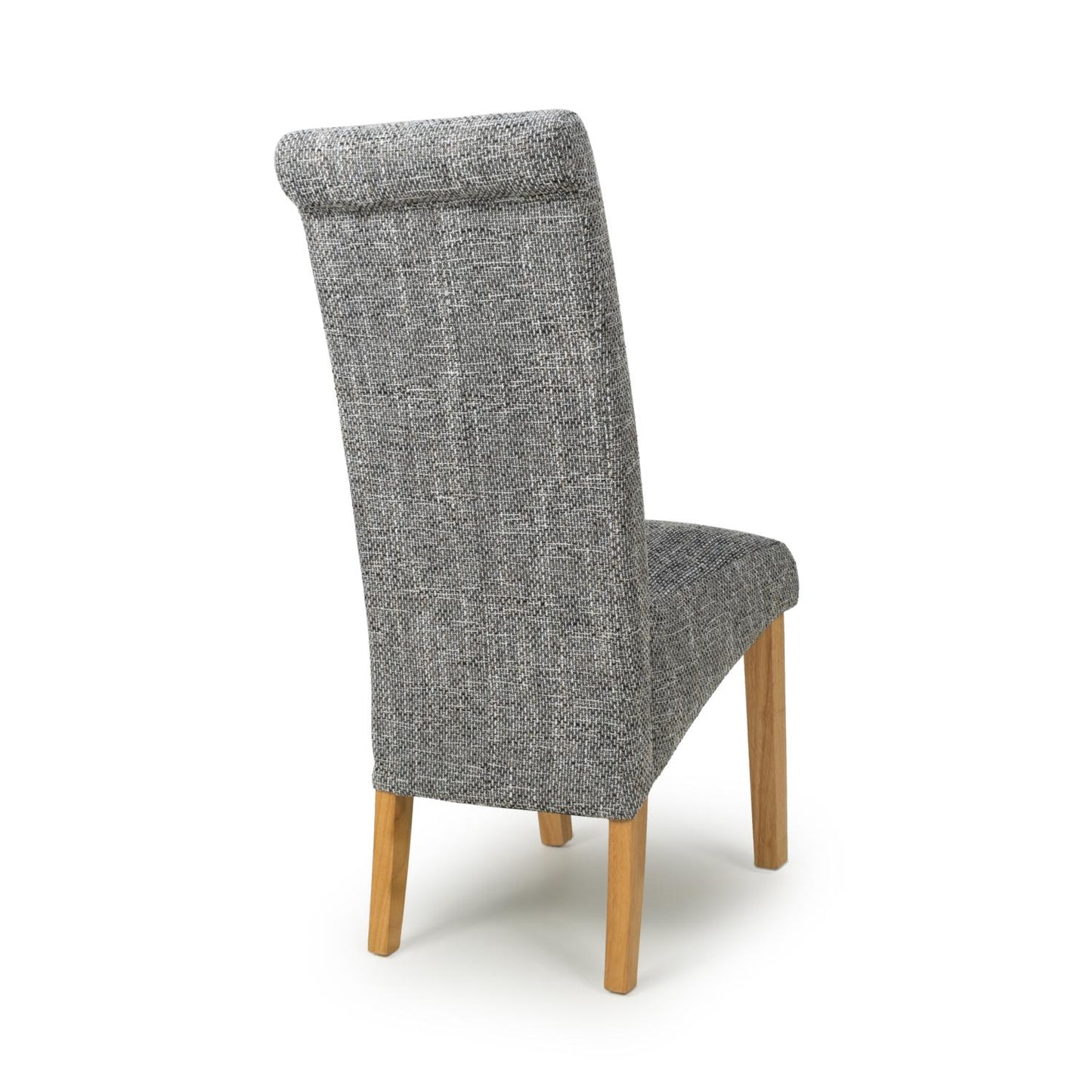 Grey Tweed Fabric Scroll Back Dining Chair