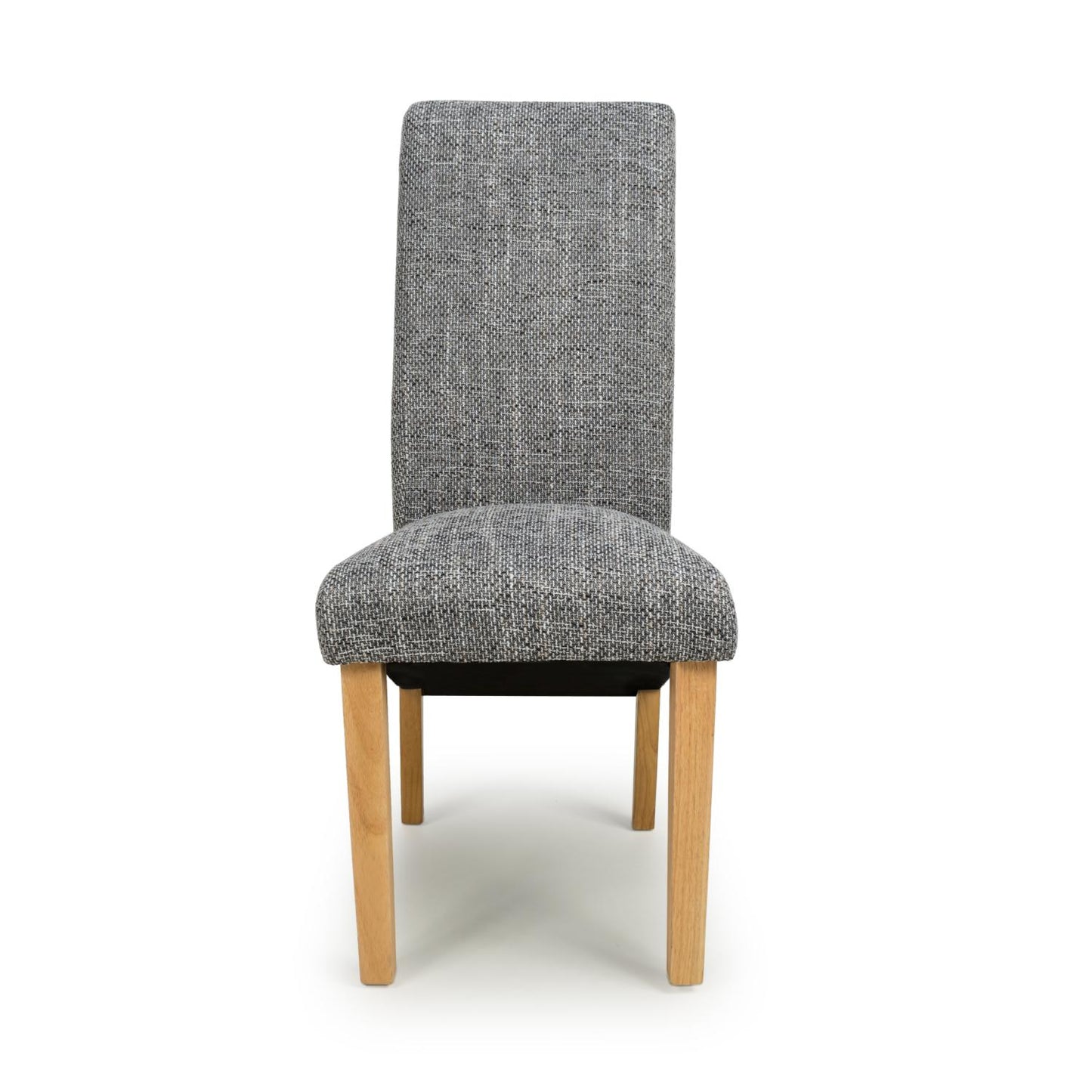 Grey Tweed Fabric Scroll Back Dining Chair