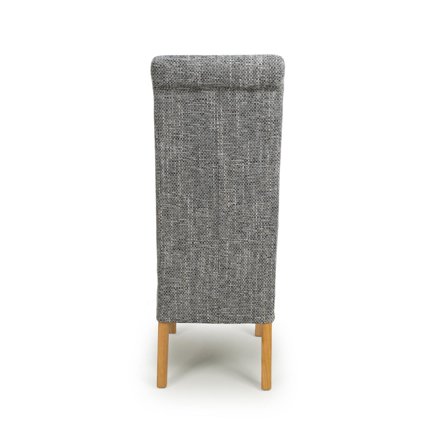 Grey Tweed Fabric Scroll Back Dining Chair