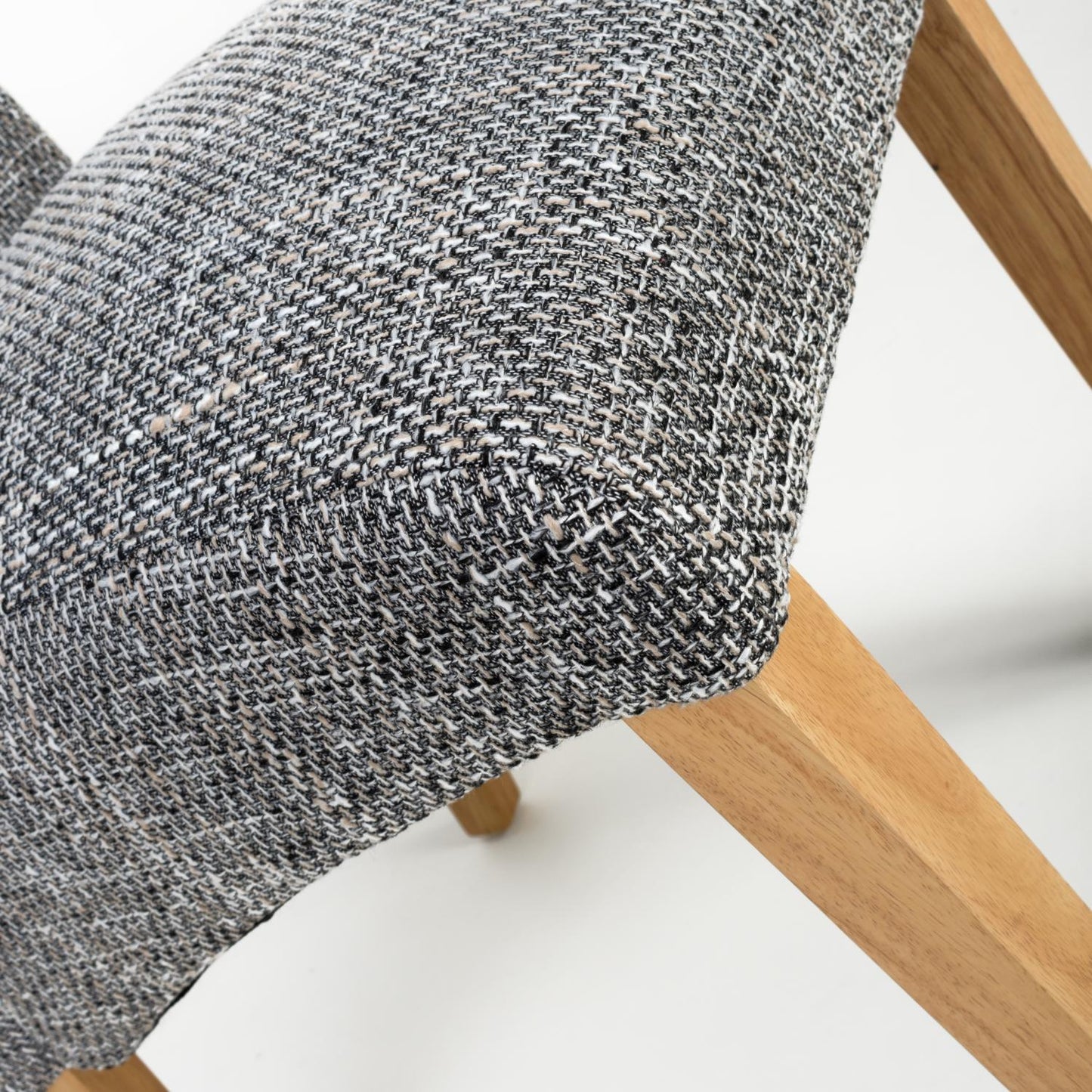 Grey Tweed Fabric Scroll Back Dining Chair