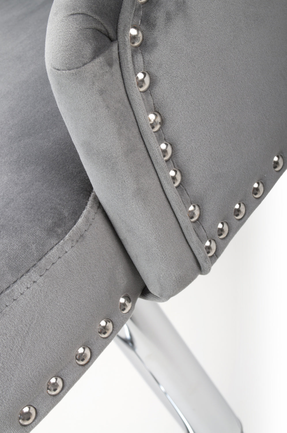 Grey Brushed Velvet Adjustable Bar Stool Chrome Base