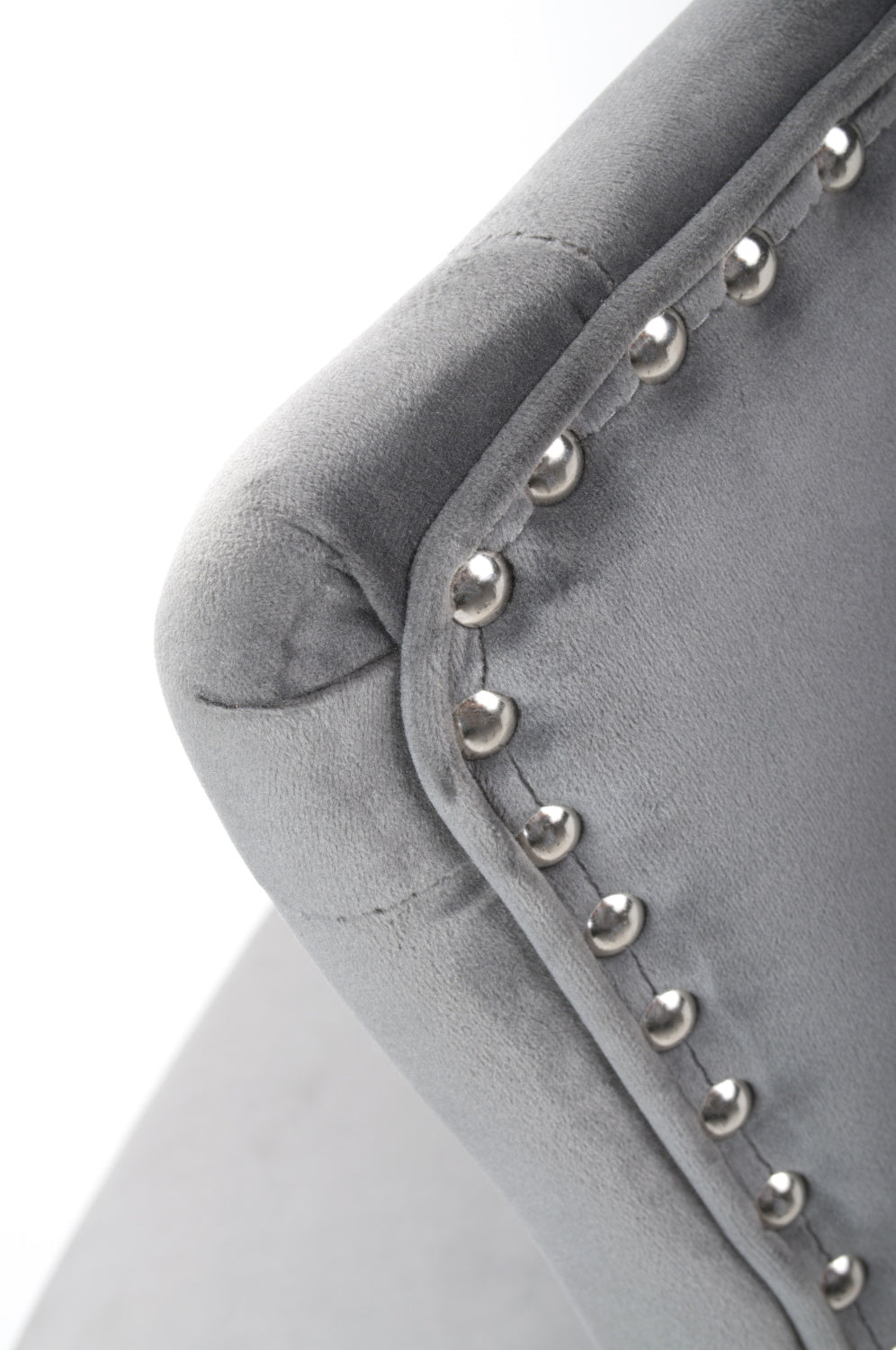 Grey Brushed Velvet Adjustable Bar Stool Chrome Base