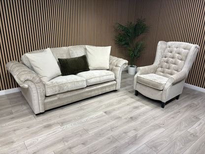 Victoria Fabric 3 Seater Sofa + Wingback Chair Set - RRP £3198
