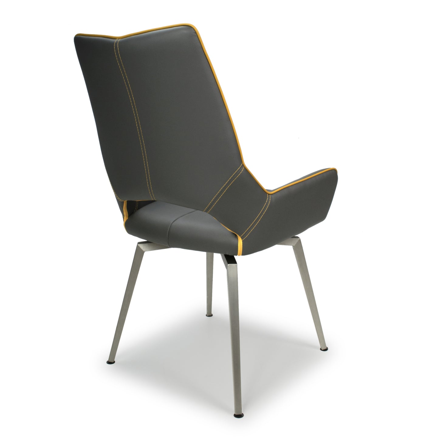 Grey and Yellow Leather Swivel Dining Chair