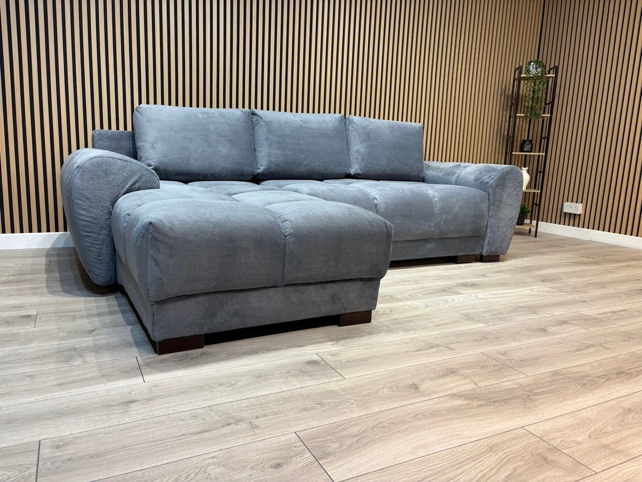 AZZURO Premium Fabric LHF Corner Chaise Sofa Bed with Storage, Grey - RRP £1,799