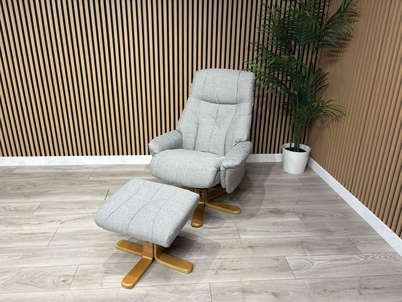 John Lewis Sample Relaxed Swivel Recliner Chair + Footstool - RRP £899