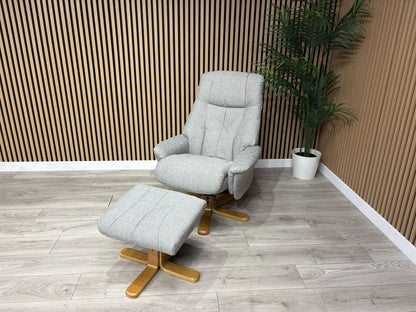 John Lewis Sample Relaxed Swivel Recliner Chair + Footstool - RRP £899
