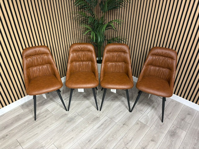 NEXT Sample - Corrine Leather Effect Tan Dining Chairs